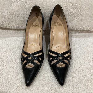 Christian Louboutin 3in Kitten Heel Pump Black Leather Size 40